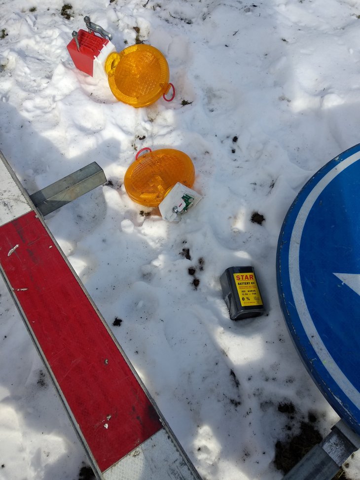 Accicent bord wegenwerken.