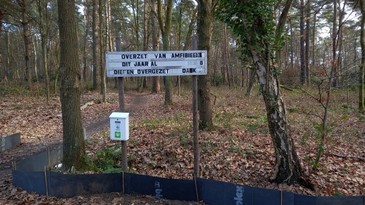 Telbord van overzetten padden.