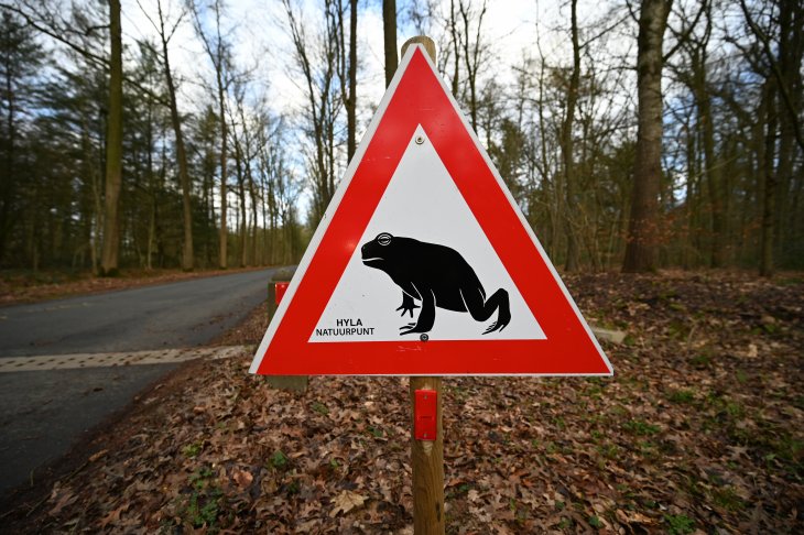 Verkeersbord van de paddentrek.